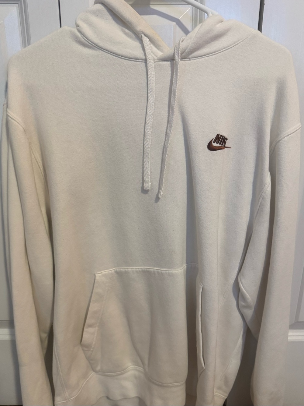 Nike Cream Pullover Hoodie with Brown Logo